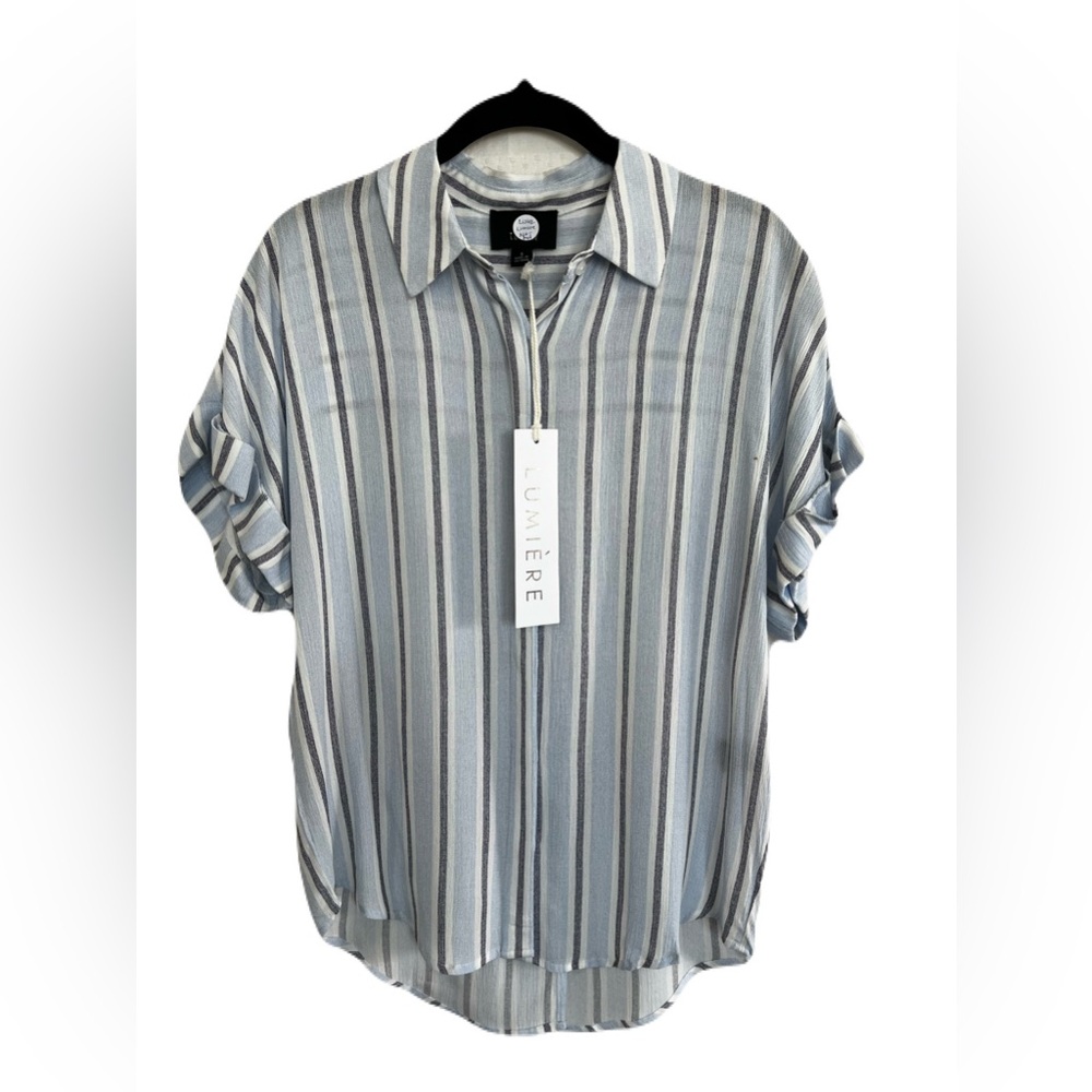 🆕 NWT LUMIERE Striped Button Down Shirt | Size Small